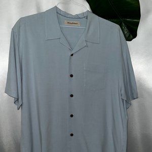 Tommy Bahama Shirt, Mens XL,  Blue w Large Poker Hand Applique, 100% Silk
